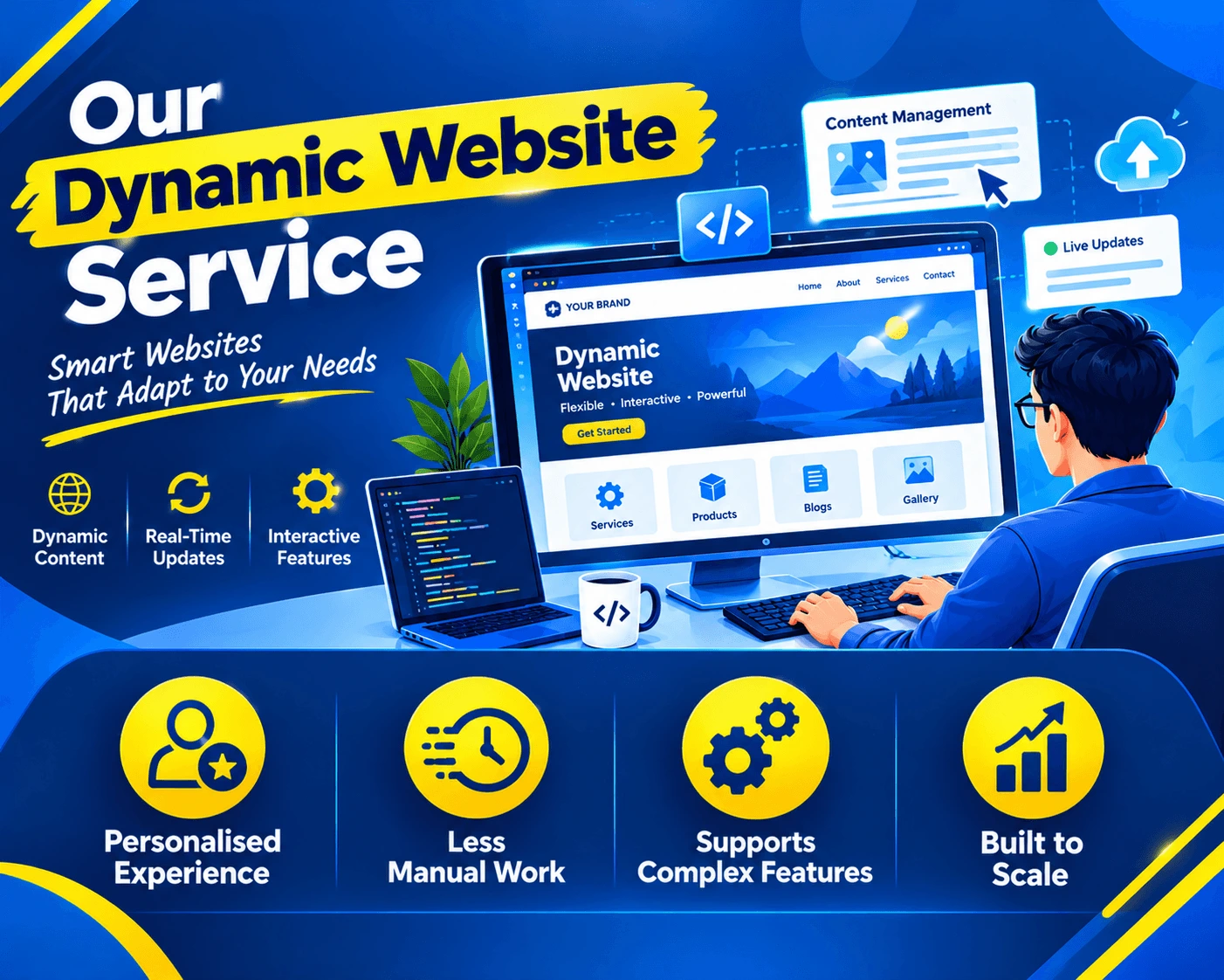 Illustration representing Static Website Design & Development by Brand Sky Technologies
